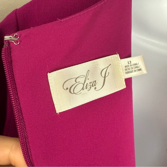 Eliza J Magenta Fuchasia Bell Sleeve Ruffle Dress Size 12 NEW - Picture 10 of 10